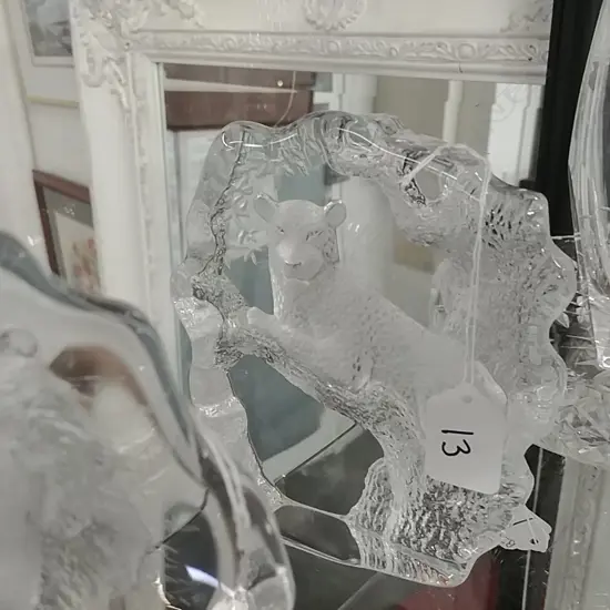 MATS JONASSON GLASS LEOPARD ORN