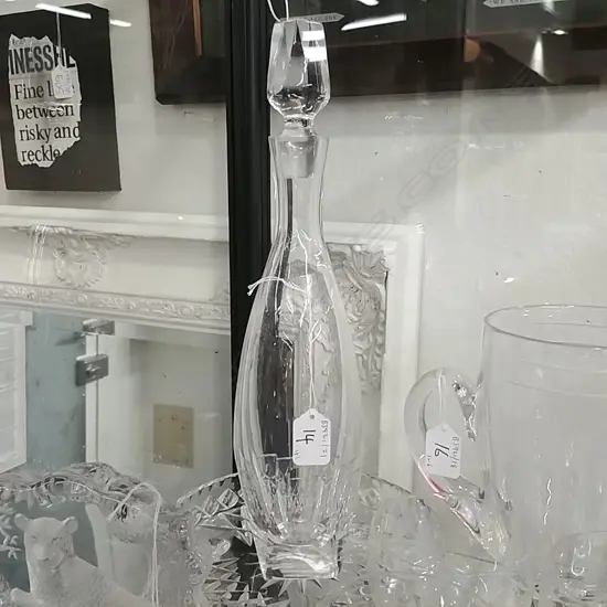 CRYSTAL DECANTER & CAKE PLATE