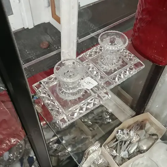 PAIR CRYSTAL CANDLESTICKS