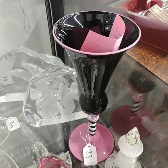NZ GIOVANNI GLASS GOBLET PINK & BLACK