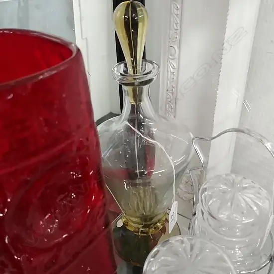 CHEQ COLOURED GLASS DECANTER