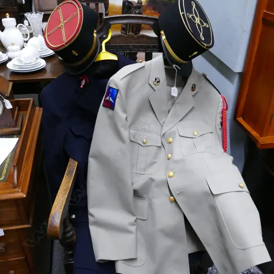 2 FRENCH MIL. SUITS & HATS, ARMY & NAVY