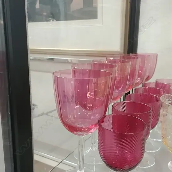 6 CRANBERRY WINE GLASSES
