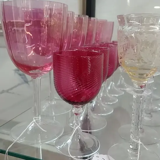 6 CRANBERRY WINE GLASSES