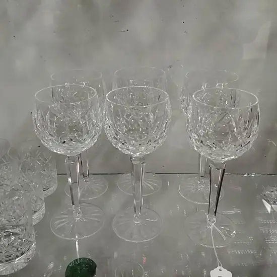 6 WATERFORD CRYSTAL WINE GOBLETS