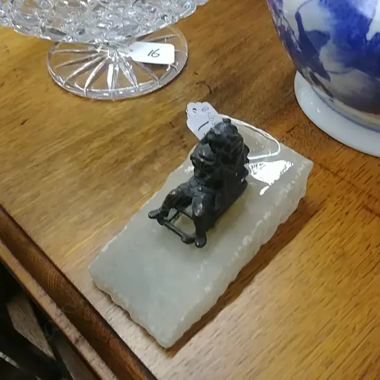 BRONZE CHILDREN ON MARBLE BASE