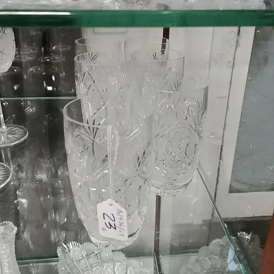 6 BOHEMIAN CUT CRYSTAL TUMBLERS