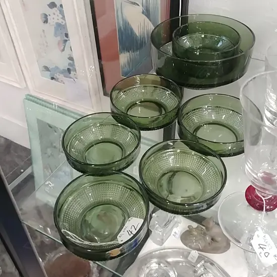 SWEDISH MODERN GLASS SALAD SET 