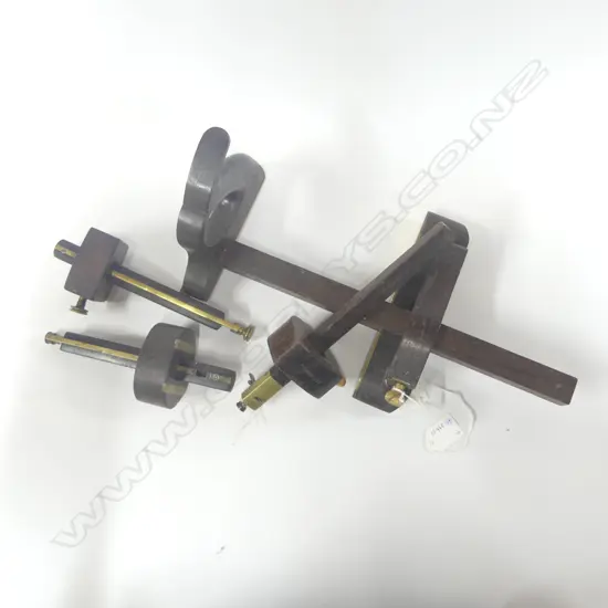 Unknown Cam Lock Rosewood Panel Gauge and three rosewood & brass scribers