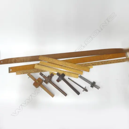 Collection of panel gauge, scribers and rules