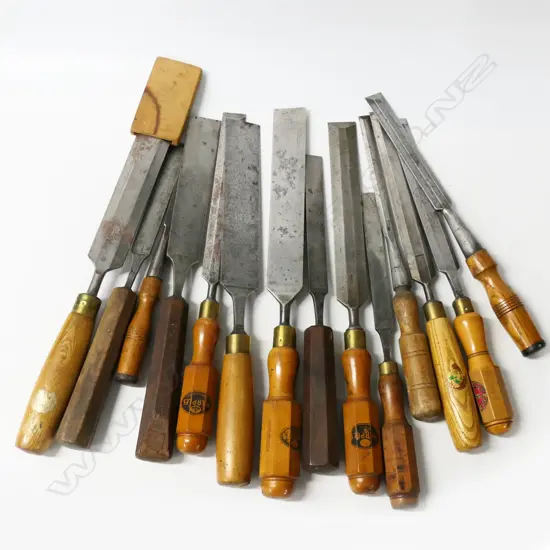 13 chisels and gouges by Marples, Moulson Bros., etc.