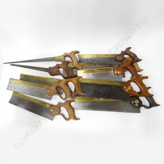 Eight brass backed tenon saws and two keyhole saws