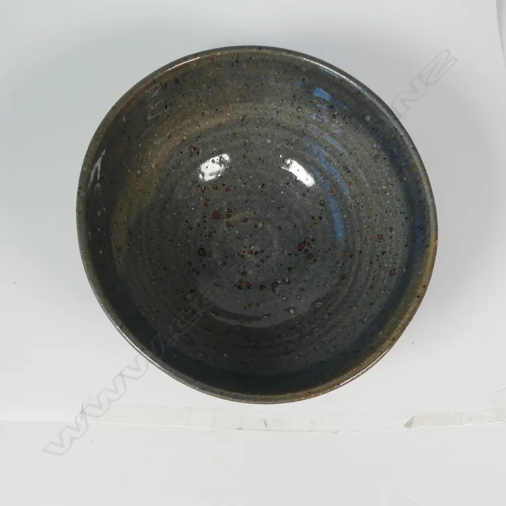 Barry Brickell bowl, heavily textured stoneware with blue grey glaze. Dia.200mm Image 1++