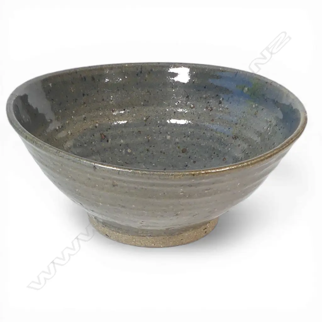 Barry Brickell bowl, heavily textured stoneware with blue grey glaze. Dia.200mm Image 1++