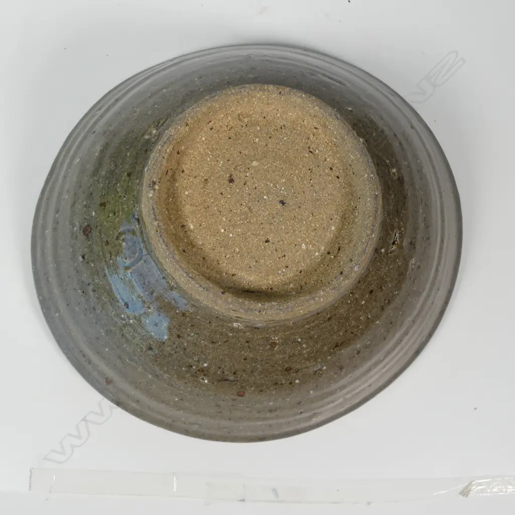 Barry Brickell bowl, heavily textured stoneware with blue grey glaze. Dia.200mm Image 1++