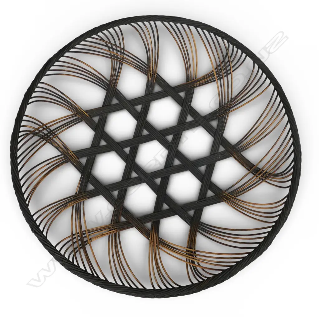 Ruth Castle dyed rattencore woven dish, star pattern, Dia.260mm Image 1++