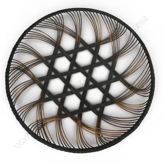 Ruth Castle dyed rattencore woven dish, star pattern, Dia.260mm