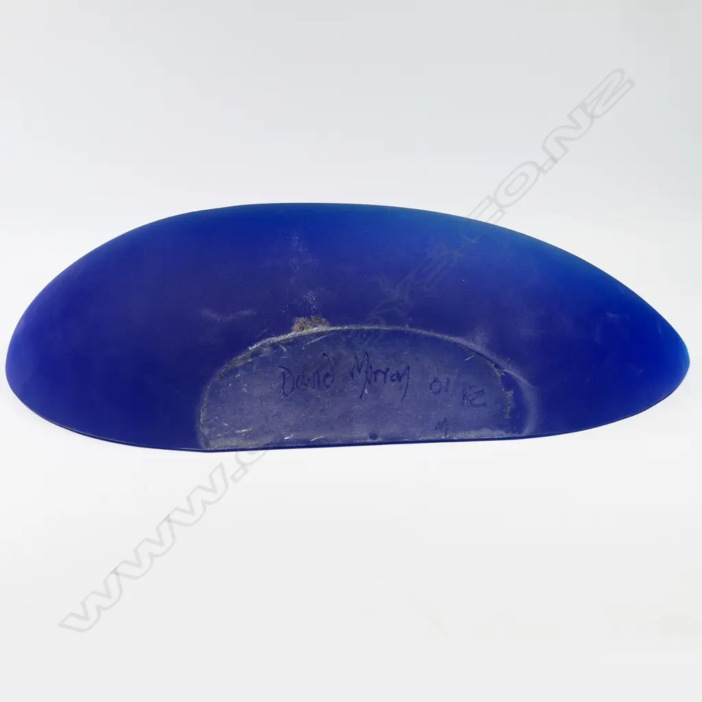 David Murray cast glass segment sculpture, blue green graduating tones, H.180 x 380 x 130mm Image 1++