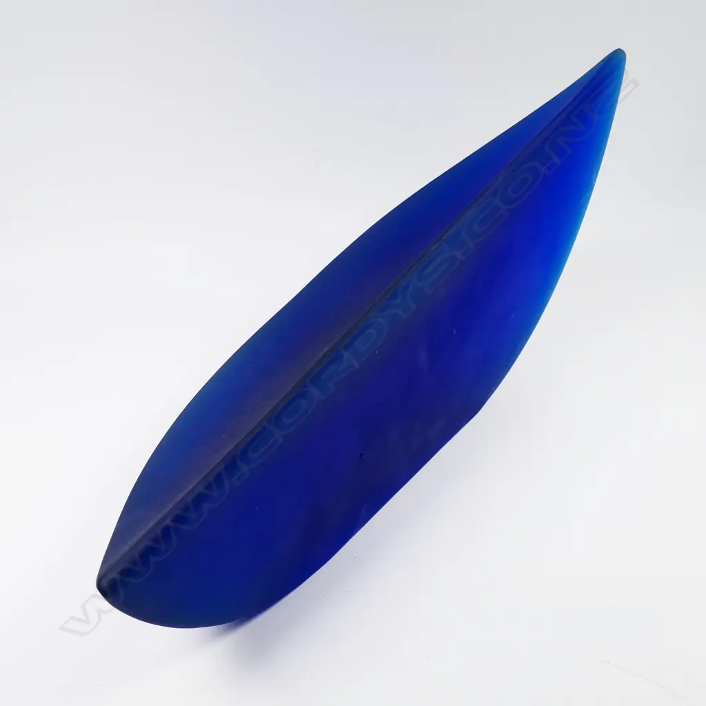 David Murray cast glass segment sculpture, blue green graduating tones, H.180 x 380 x 130mm Image 1++