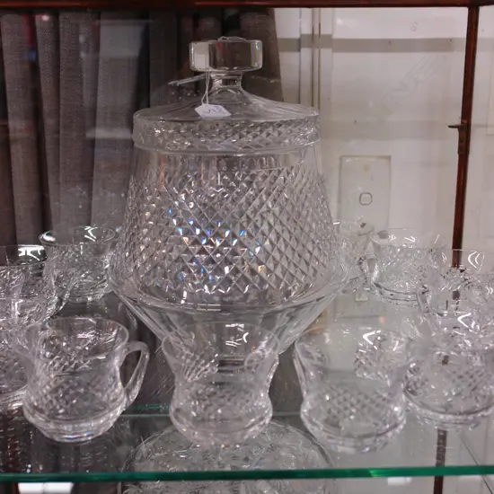 CRYSTAL PUNCH BOWL & 12 GOBLETS
