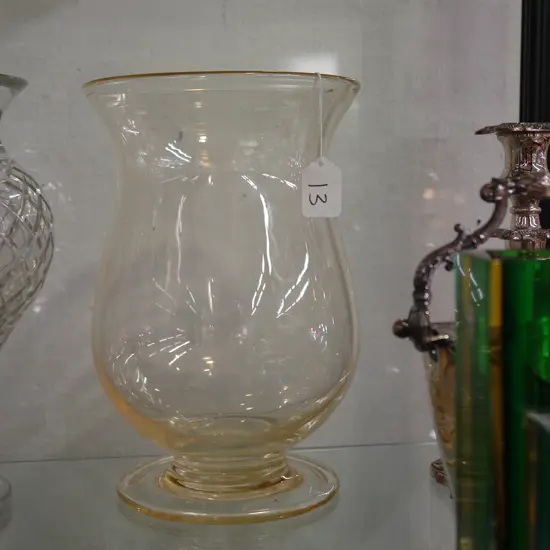 LG HANDBLOWN VASE W PONTIL MARK