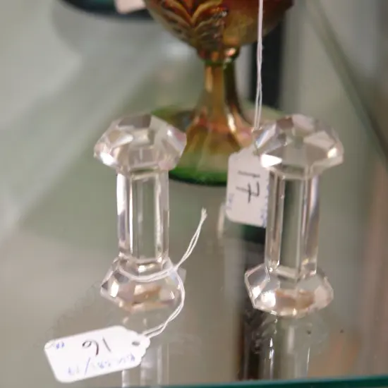 PAIR OF GLASS CHOPSTICK HOLDERS 