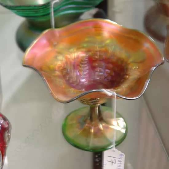 MEL SIMPSON GLASS VASE & CARNIVAL GLASS COMPOTE