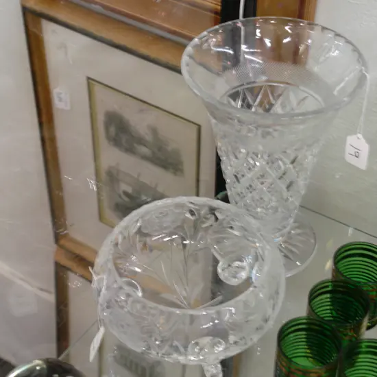 CRYSTAL VASE & BOWL