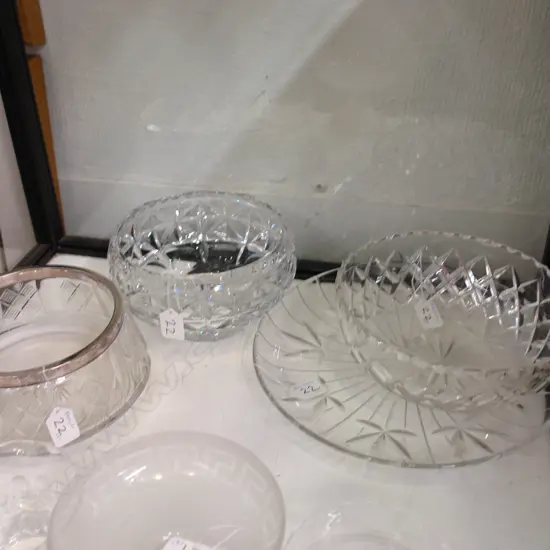 3 CUT CRYSTAL BOWLS + 1 PR. COMPOTE