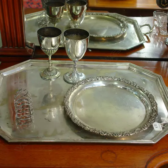 LARGE EP TRAY + 1 OTHER + 2 TROPHYS & TOAST RACK