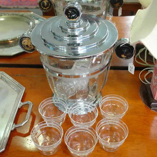 ART DECO PUNCH SET W 15 GLASSES