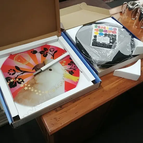 2 KARLSSON CLOCKS, PARROT 40CM & STICK/PLAY 35CM