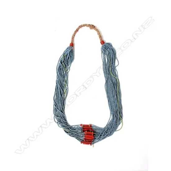 A traditional Fulani multi-strand glass bead necklace
