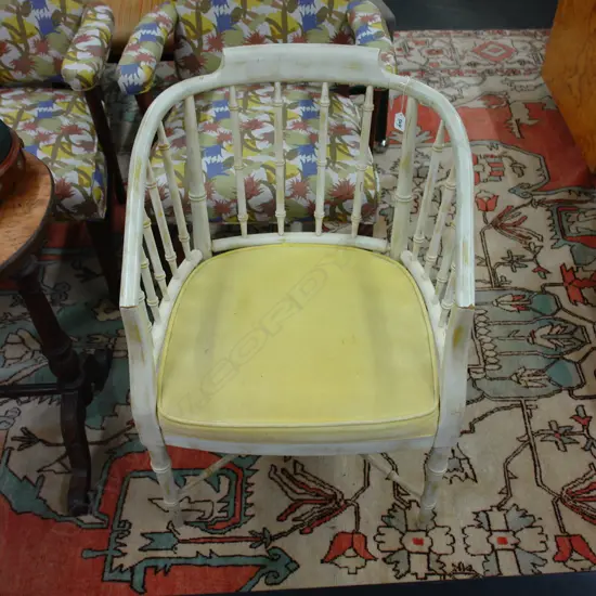 WHITE FAUX BAMBOO ARMCHAIR