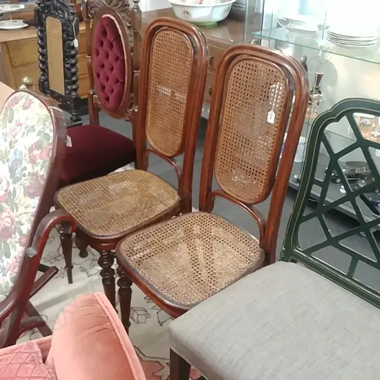 PR CANE INSET DINING CHAIRS