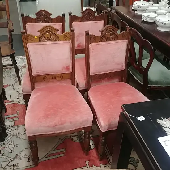 4 PINK EDWARDIAN DINING CHAIRS