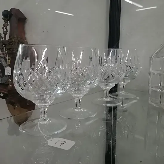 SET 4 STUART CRYSTAL BRANDY GLASSES