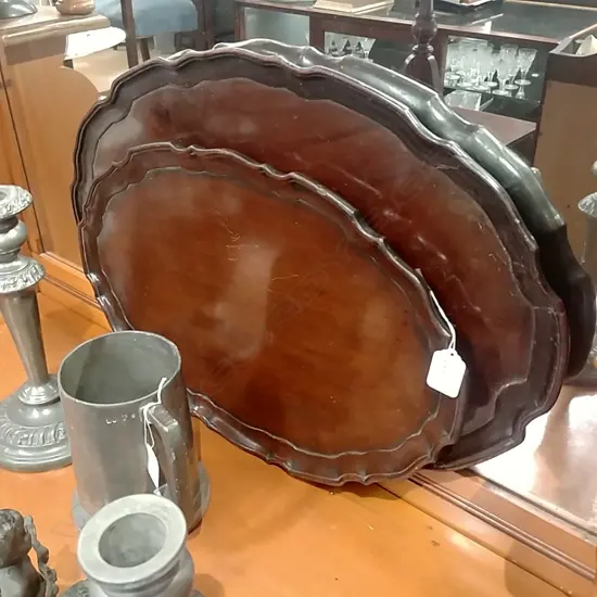  2 MAHOGANY TRAYS