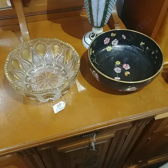 GLASS & GILT BOWL + CERAMIC BOWL 