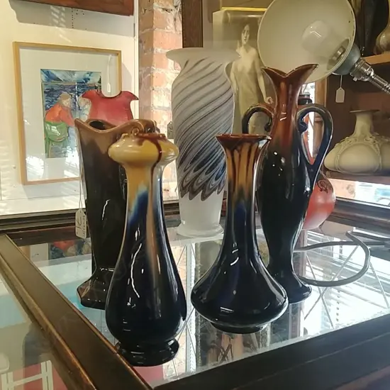 4 BELGIUM POTTERY VASES