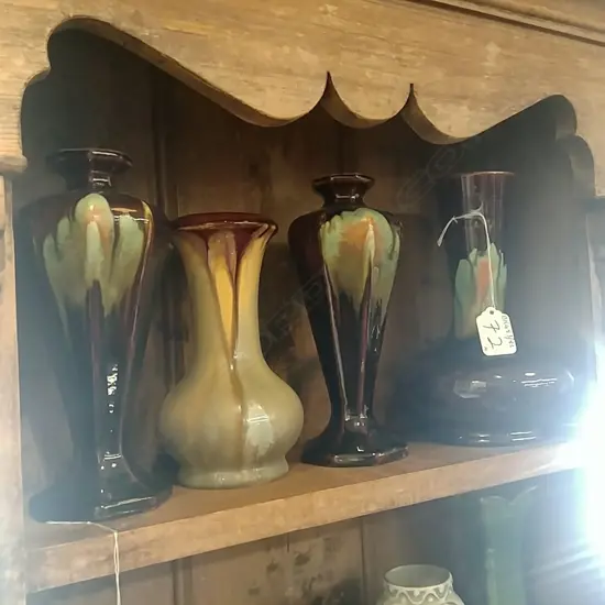 4 BELGIUM POTTERY VASES