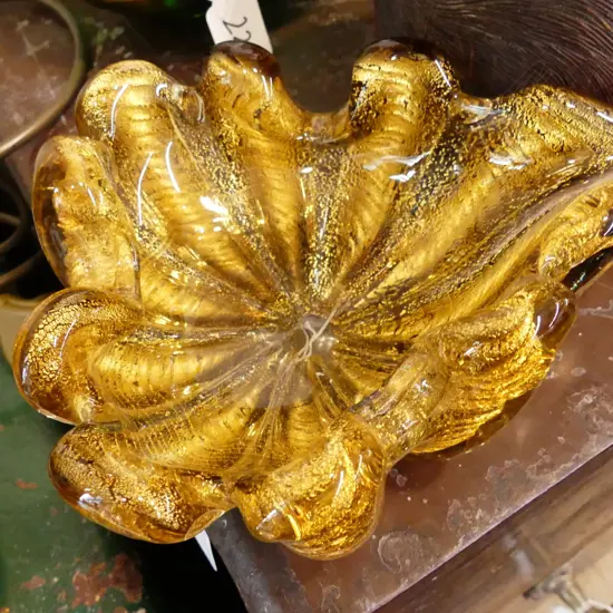 MURANO GOLD ART GLASS DISH