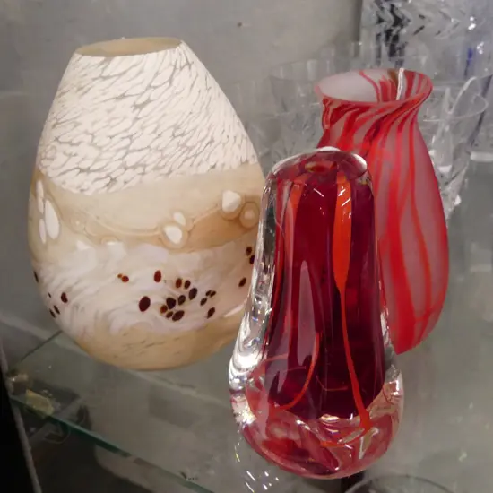 2 LAVA GLASS VASES + 1 OTHER(SIGNED) 