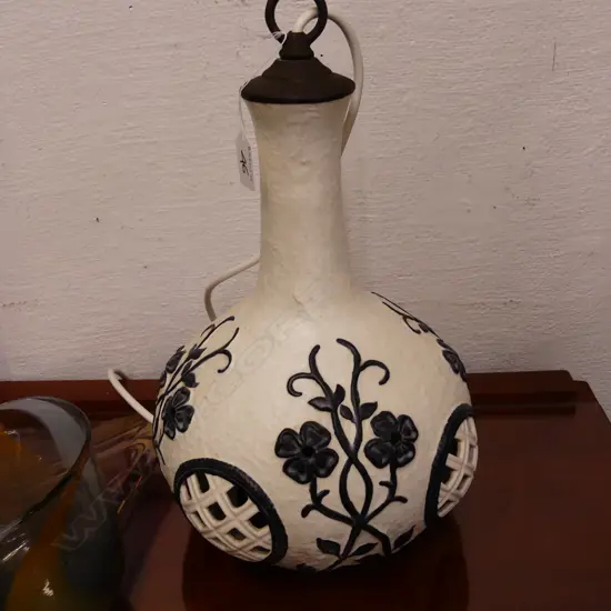 LG CERAMIC B&W FLORAL HANGING LAMP