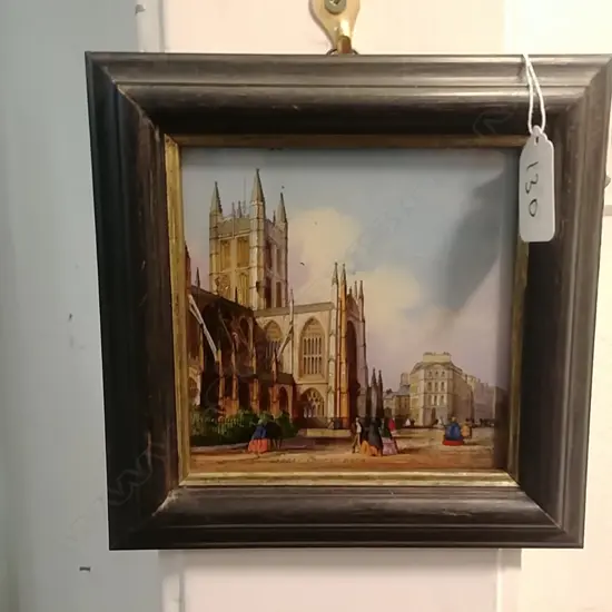 19THC REVERSE PAINTED ARTWORK ABBEY CHURCH BATH