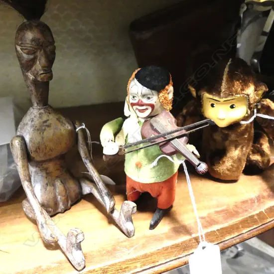 VINTAGE MONKEY & CLOWN WINDUP TOYS, + FETISH DOLL