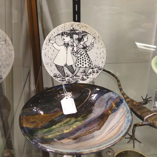 APRIL KONFLIKT WALL TILE + SIGNED NZ POTTERY BOWL