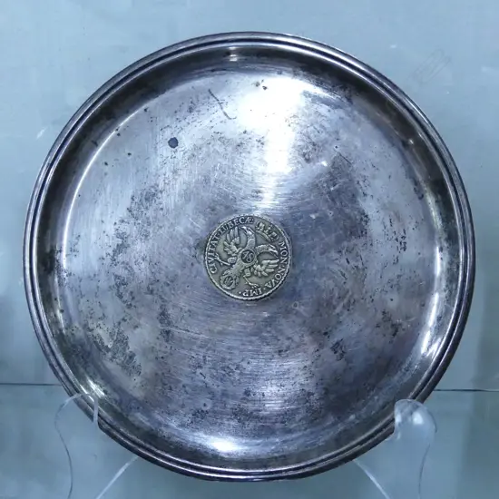 CONT. SILVER GERMAN COIN TRAY - STAMPED