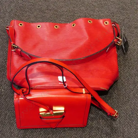 LOUIS VUITTON LABELLED BAG & RED HANDBAG