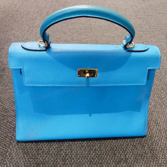 HERMES LABELLED TEAL HANDBAG